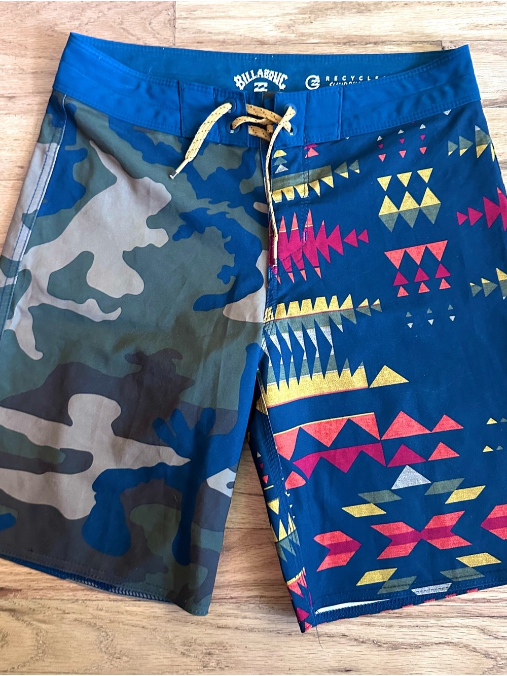 Billabong Kids Blue Camo & Aztec Panel Swim Board Shorts